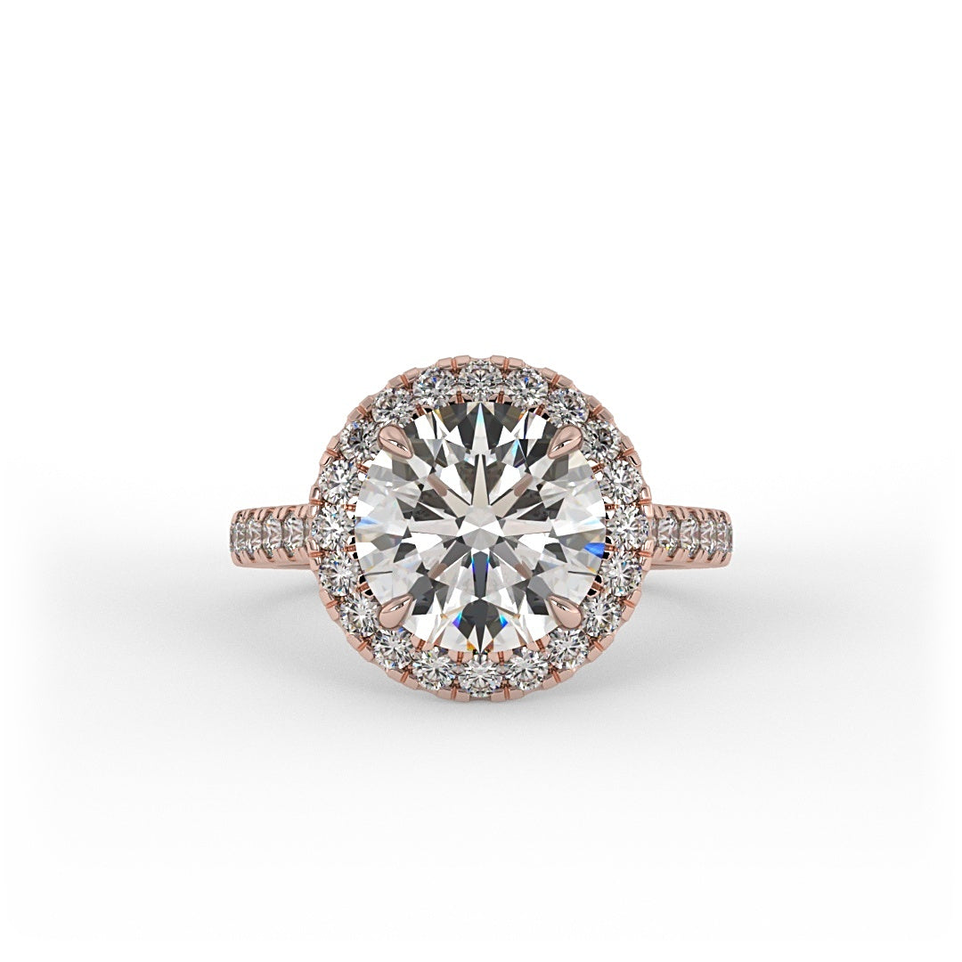 Amelia Brilliant Round Halo Pave Set Engagement Ring