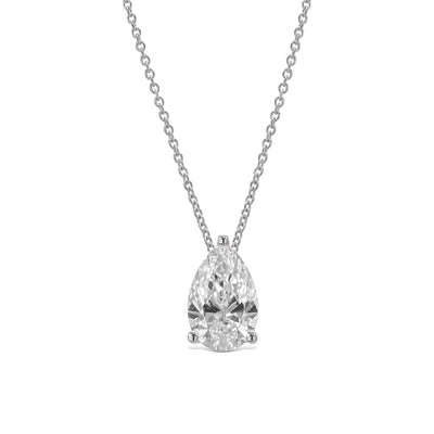 Lab Grown Solitaire Pear Diamond Necklace