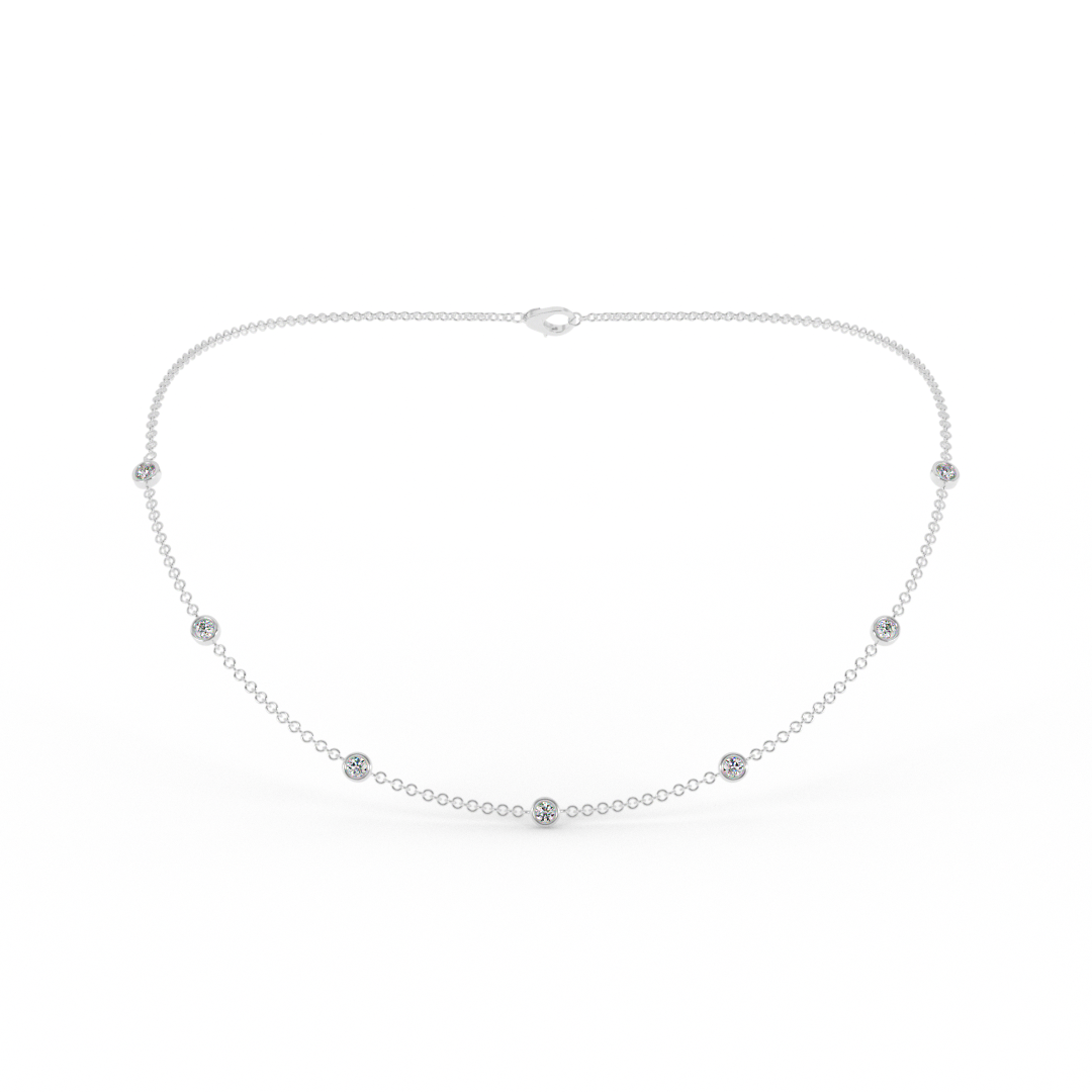 Lab Grown 7-Diamond Bezel Set Necklace