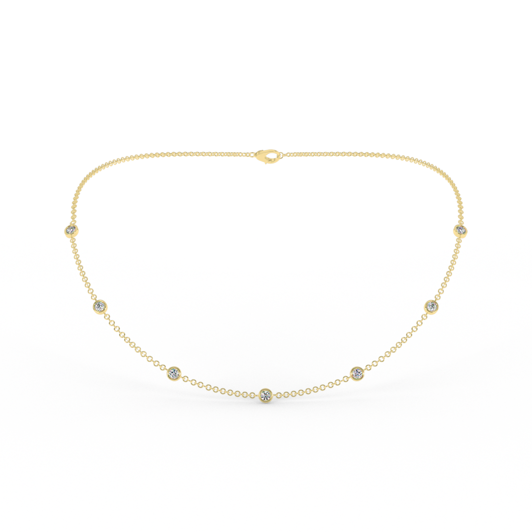 Lab Grown 7-Diamond Bezel Set Necklace