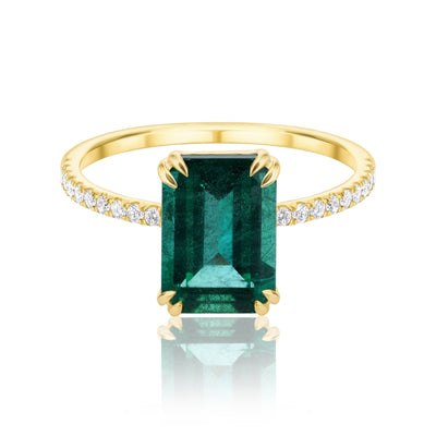 Emerald Pave Set Engagement Ring