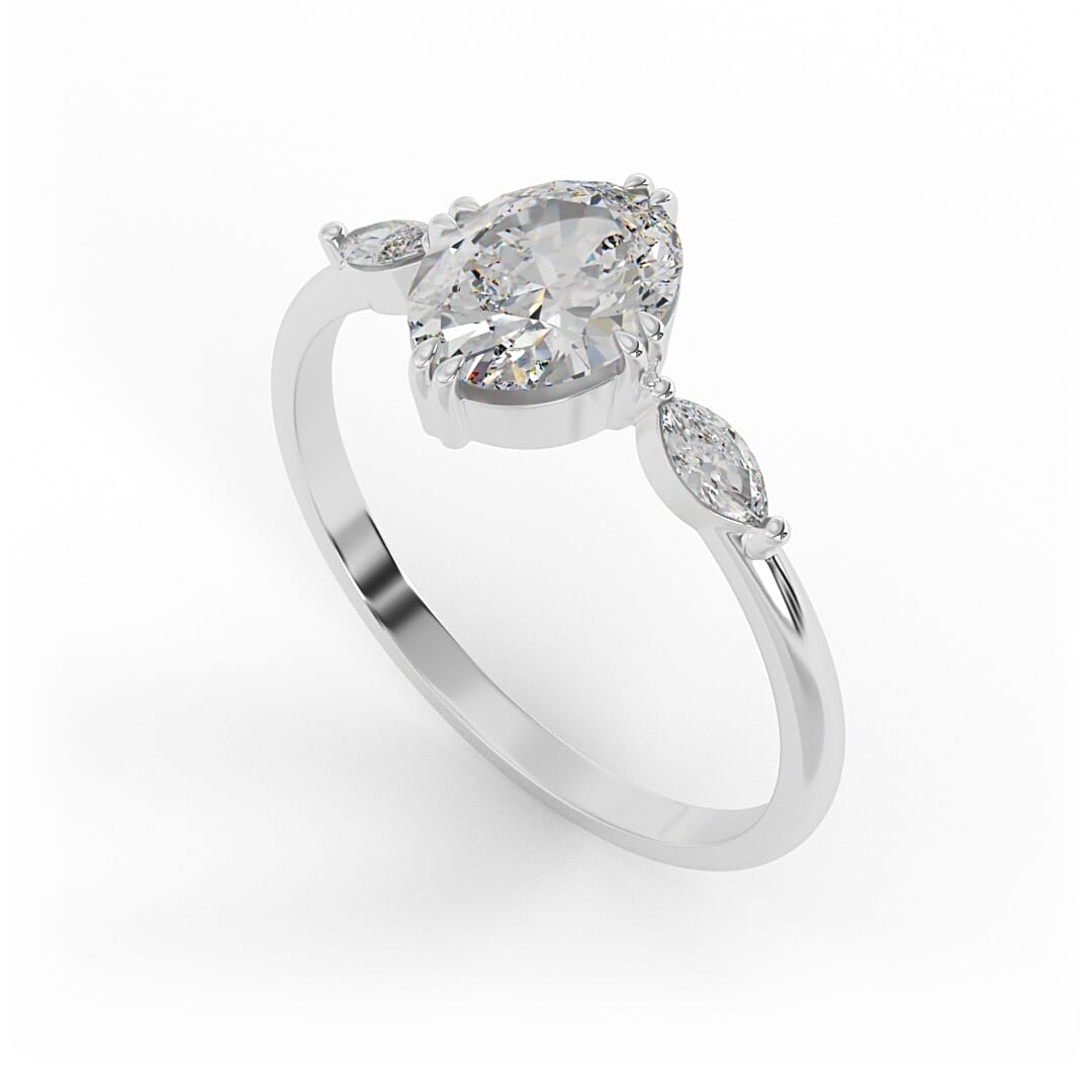 Ellie Oval 3 - Stone Set Engagement Ring