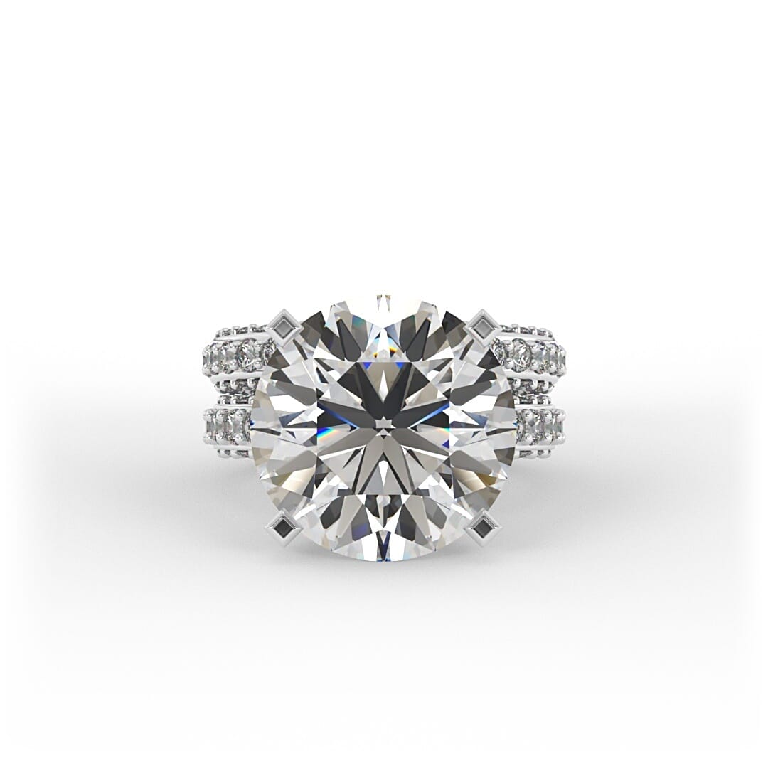 Iris Brilliant Round Pave Set Engagement Ring