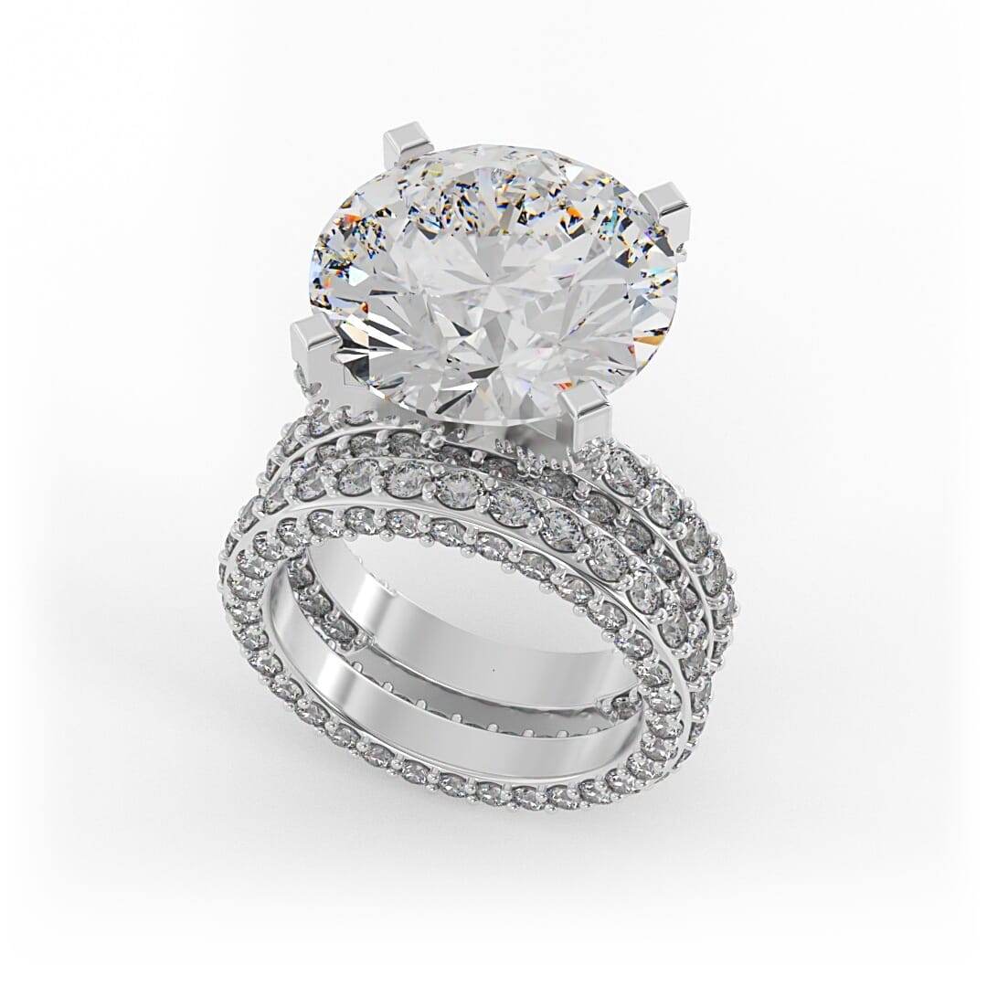 Iris Brilliant Round Pave Set Engagement Ring
