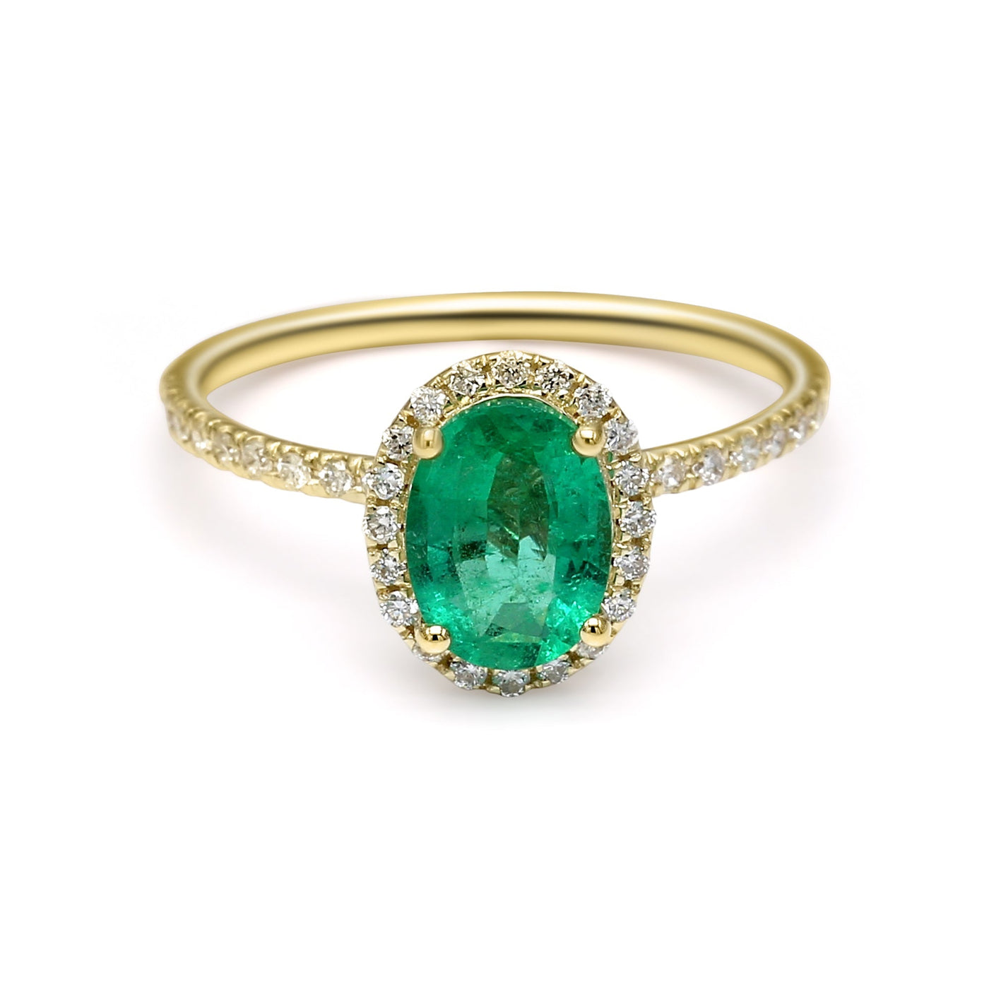 Oval Emerald Halo Engagement Ring