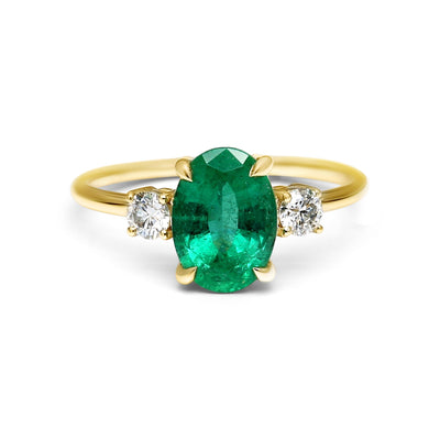 Oval Emerald 3-Stone Engagement Ring