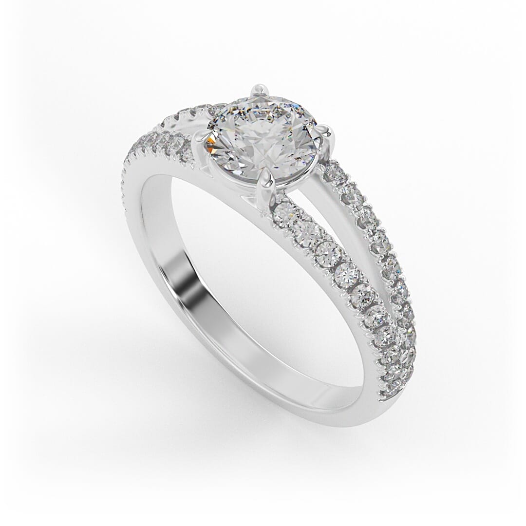 Lola Brilliant Round Pave Set Lab Grown Engagement Ring