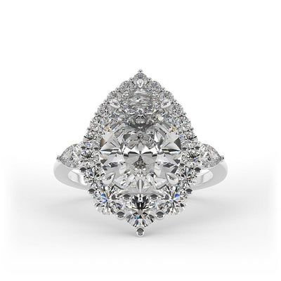 Mia Pear Halo and 3 - Stone Set Engagement Ring