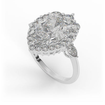 Mia Pear Halo and 3 - Stone Set Engagement Ring