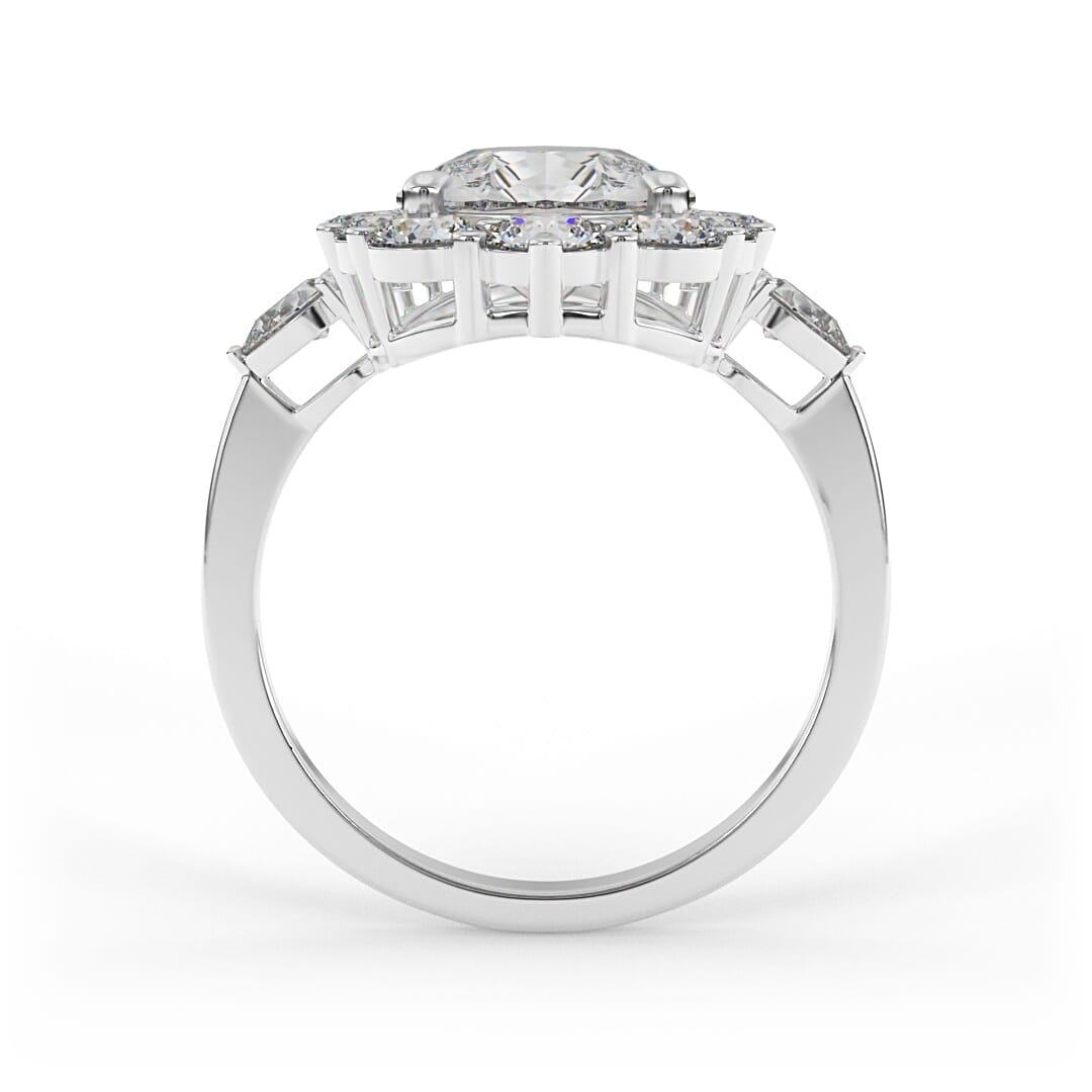 Mia Pear Halo and 3 - Stone Set Engagement Ring