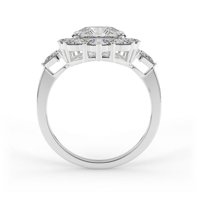 Mia Pear Halo and 3 - Stone Set Engagement Ring