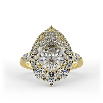 Mia Pear Halo and 3 - Stone Set Engagement Ring