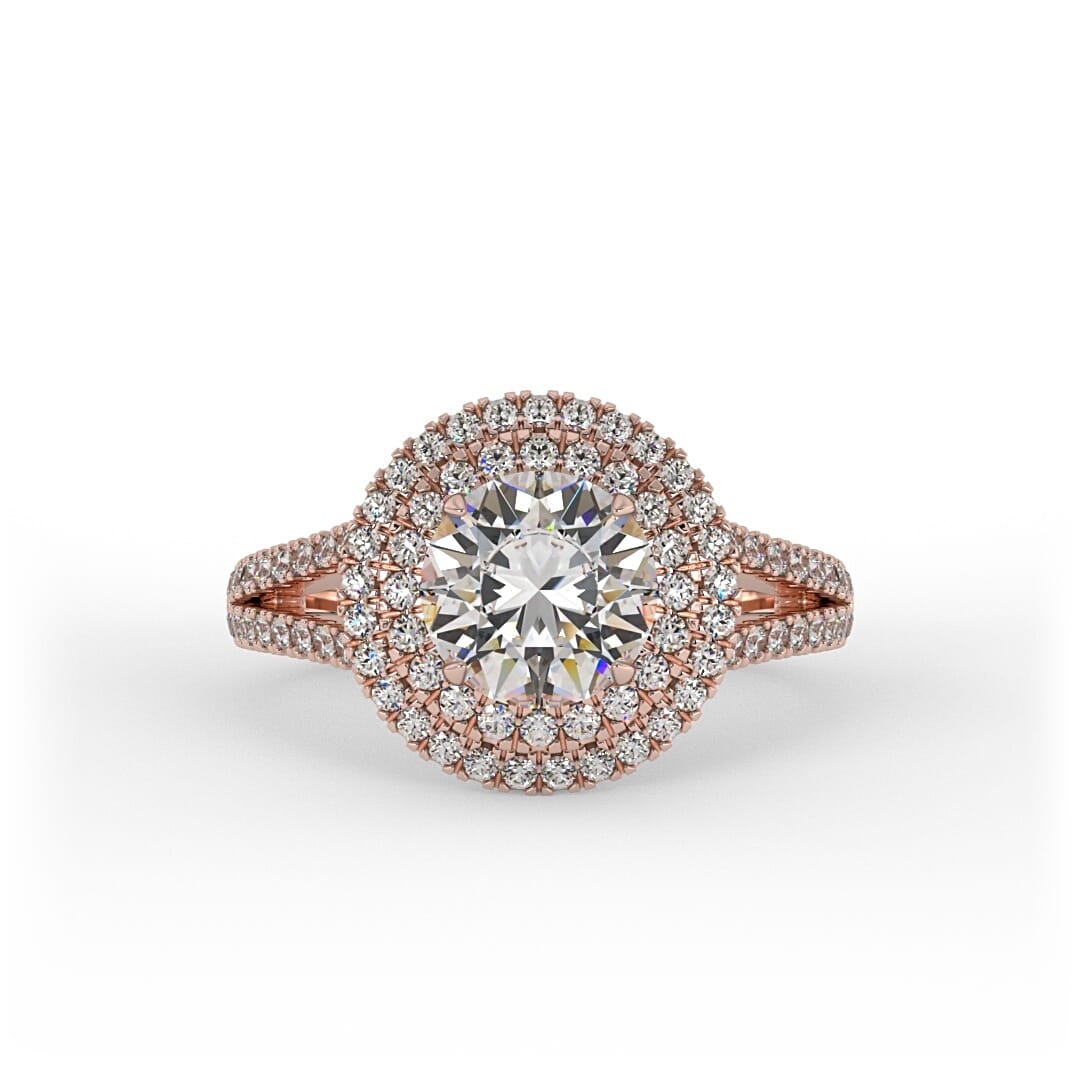 Mila Brilliant Round Double Halo Set Engagement Ring