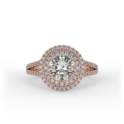 Mila Brilliant Round Double Halo Set Engagement Ring