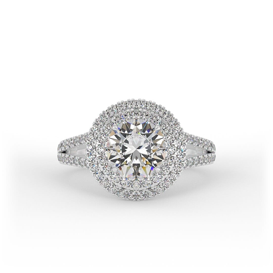 Mila Brilliant Round Double Halo Set Engagement Ring