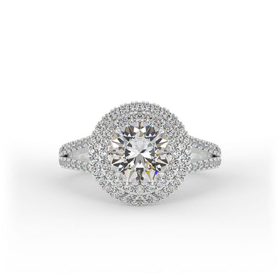 Mila Brilliant Round Double Halo Set Engagement Ring
