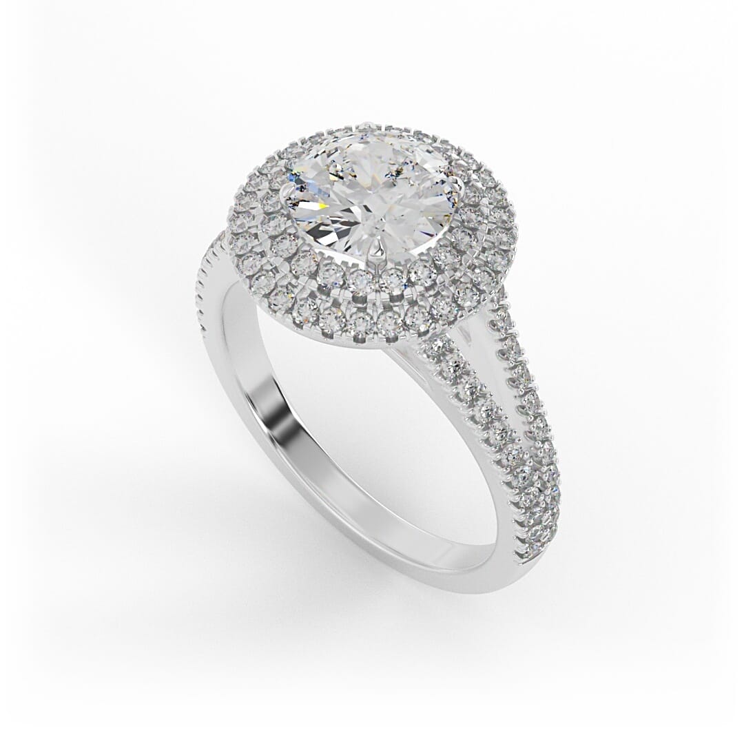 Mila Brilliant Round Double Halo Set Engagement Ring