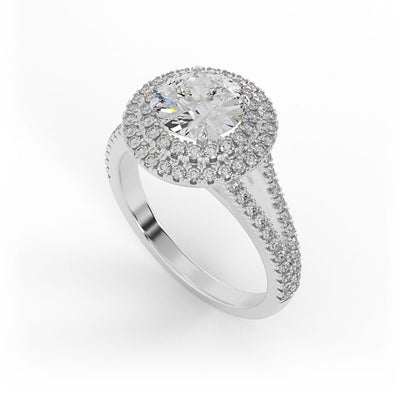 Mila Brilliant Round Double Halo Set Engagement Ring