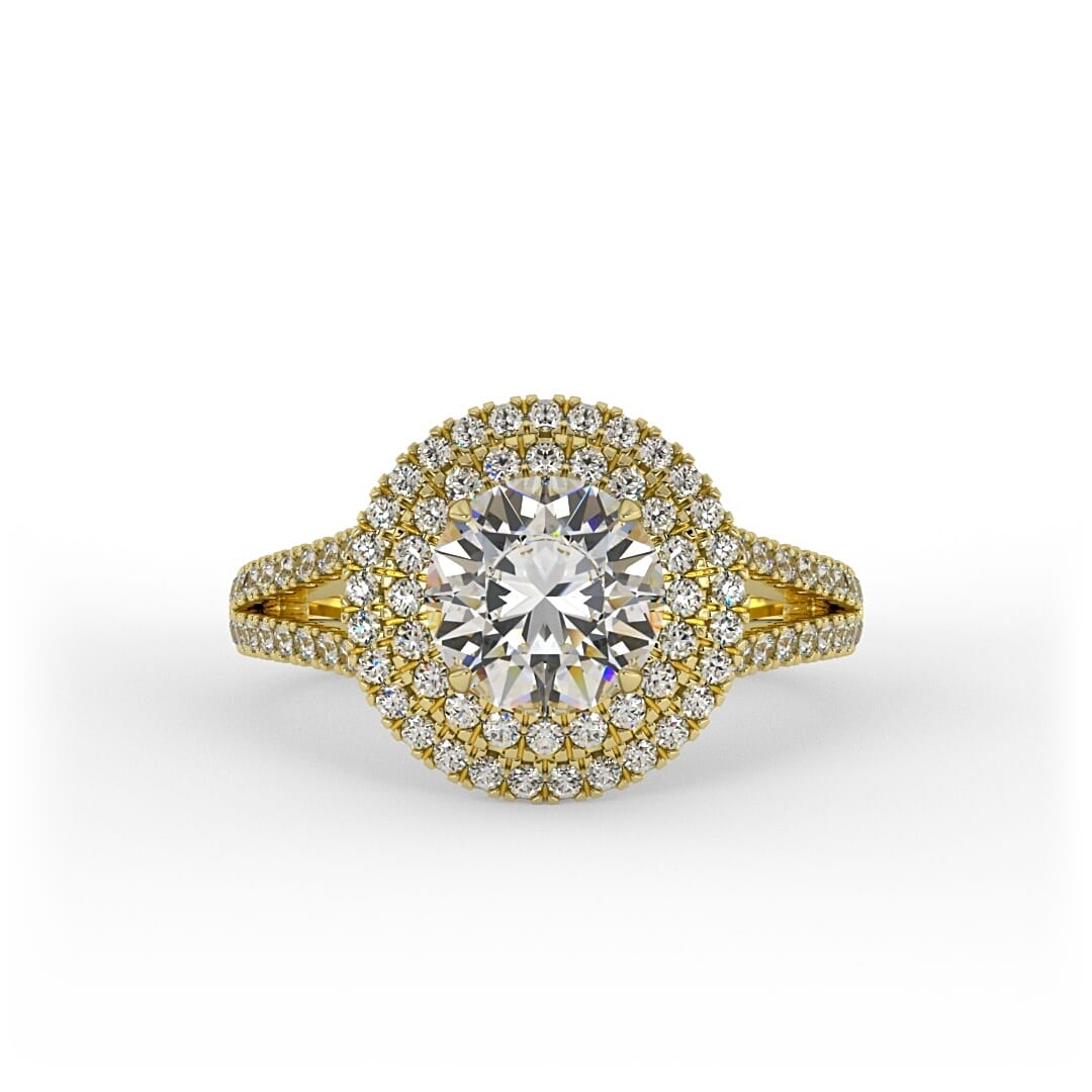 Mila Brilliant Round Double Halo Set Engagement Ring