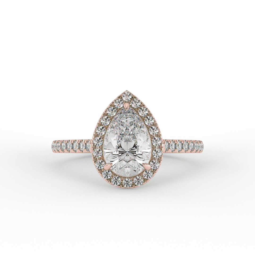 Natalie Pear Halo Set Engagement Ring