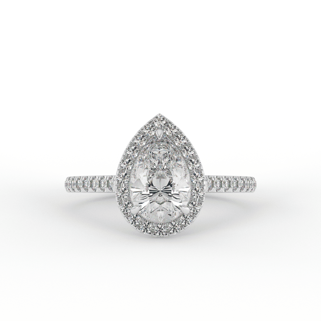 Natalie Pear Halo Set Engagement Ring