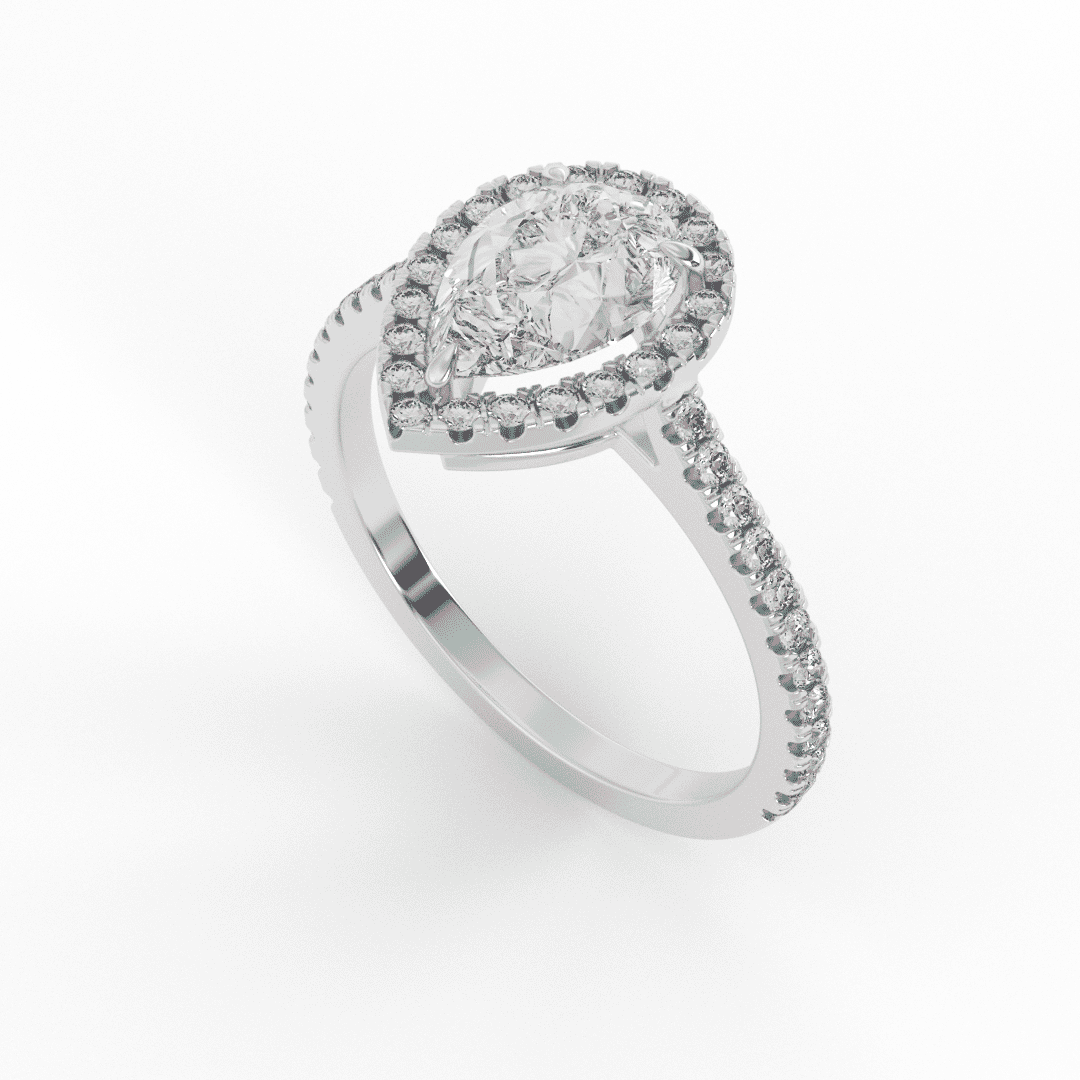 Natalie Pear Halo Set Engagement Ring