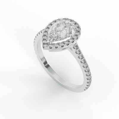 Natalie Pear Halo Set Engagement Ring