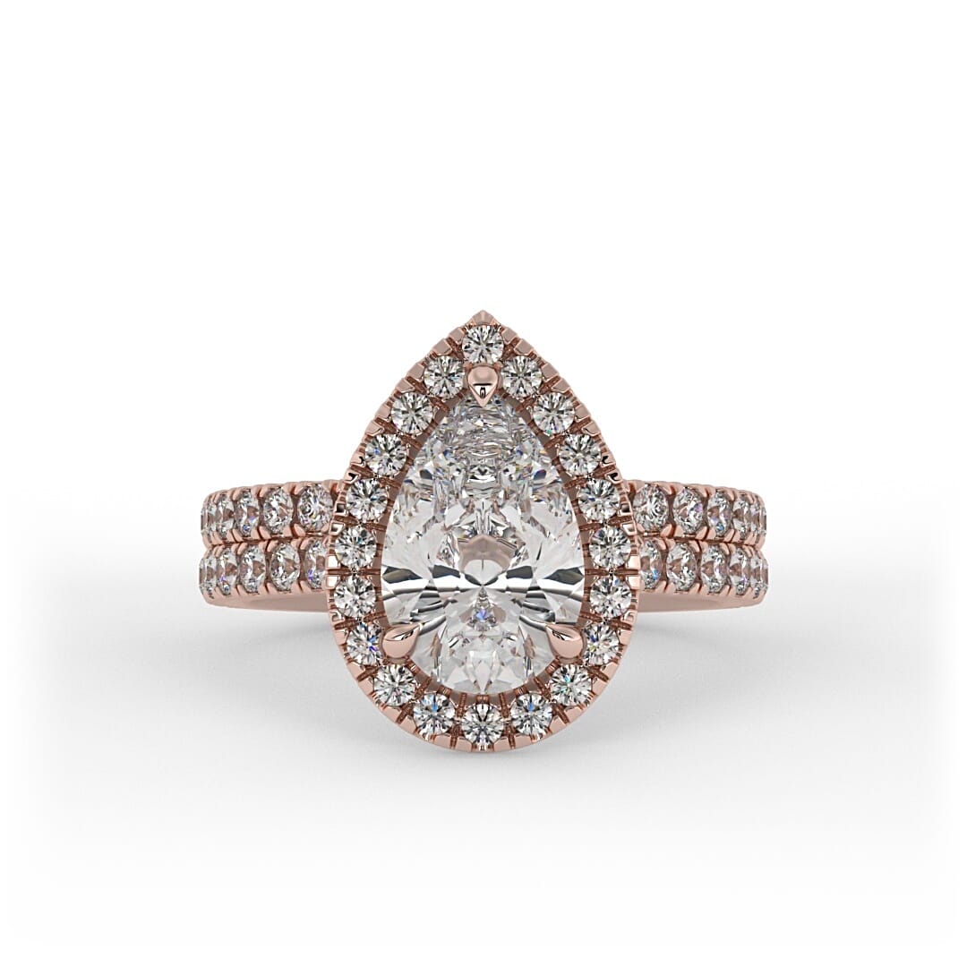Nora Double Band Pear Halo Set Lab Grown Engagement Ring