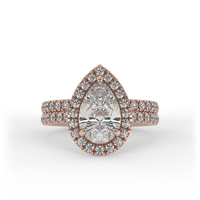 Nora Double Band Pear Halo Set Lab Grown Engagement Ring