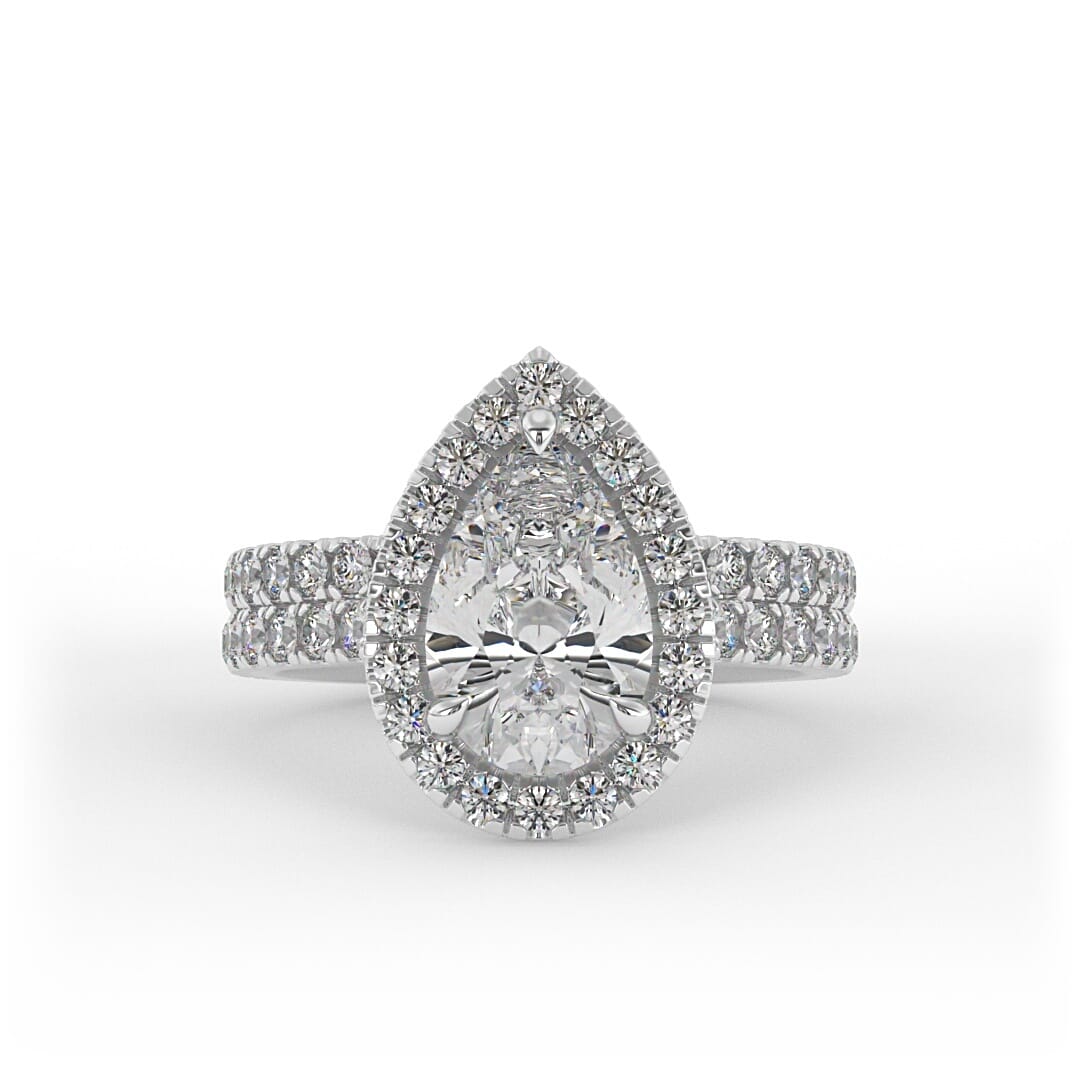 Nora Double Band Pear Halo Set Lab Grown Engagement Ring