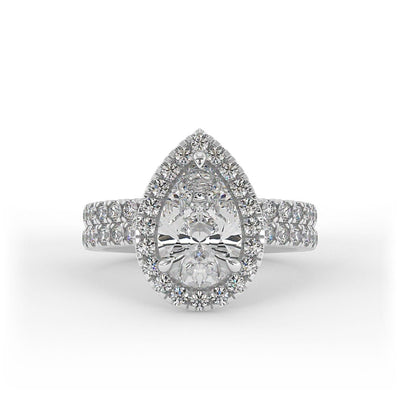 Nora Double Band Pear Halo Set Lab Grown Engagement Ring