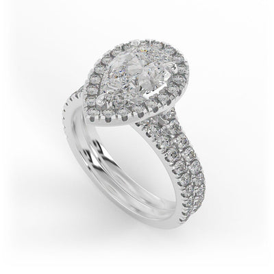 Nora Double Band Pear Halo Set Lab Grown Engagement Ring
