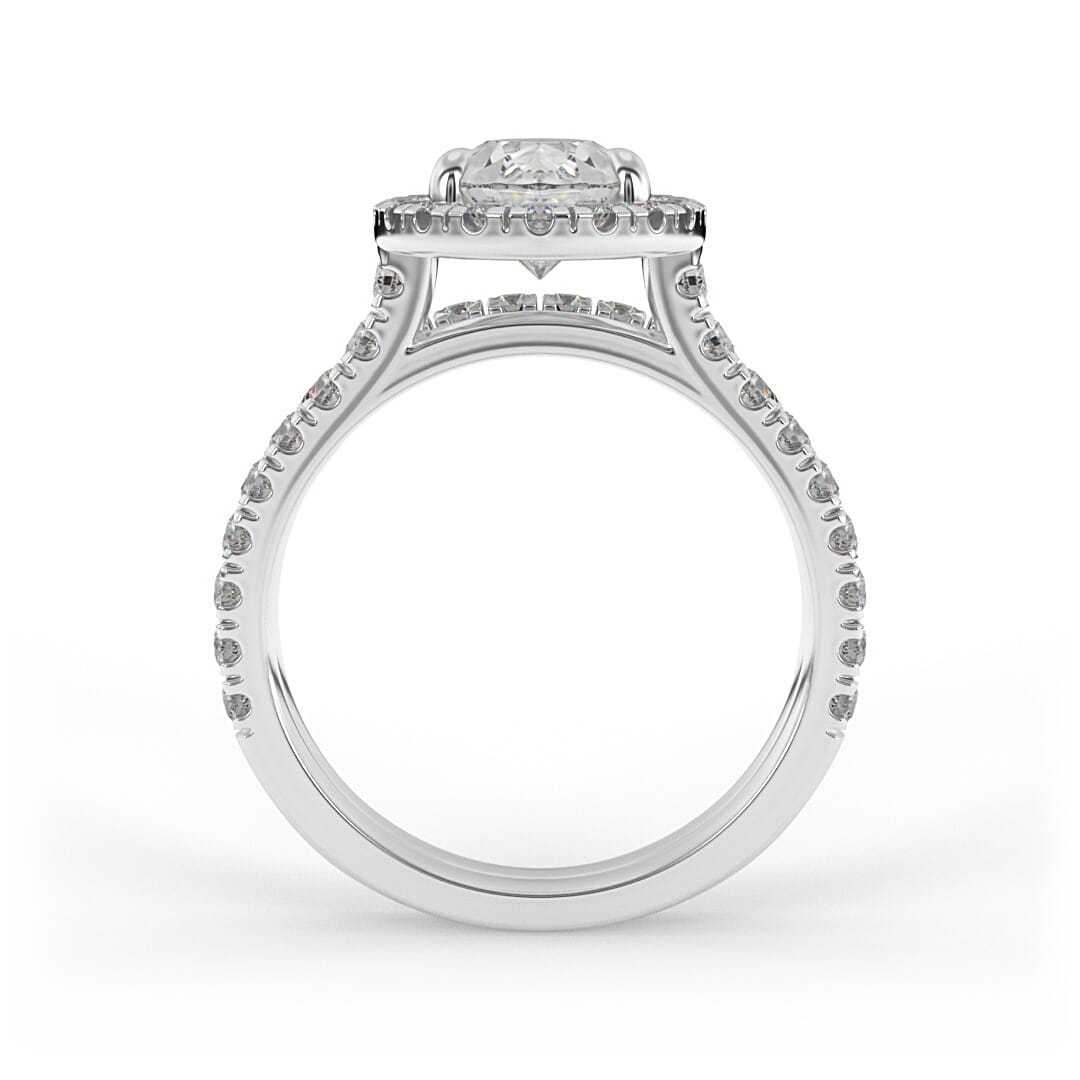 Nora Double Band Pear Halo Set Lab Grown Engagement Ring