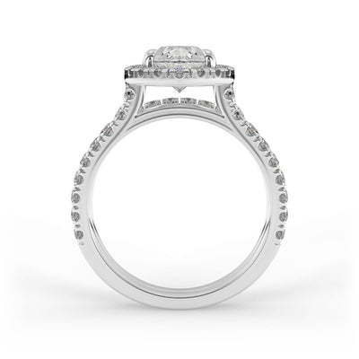 Nora Double Band Pear Halo Set Lab Grown Engagement Ring