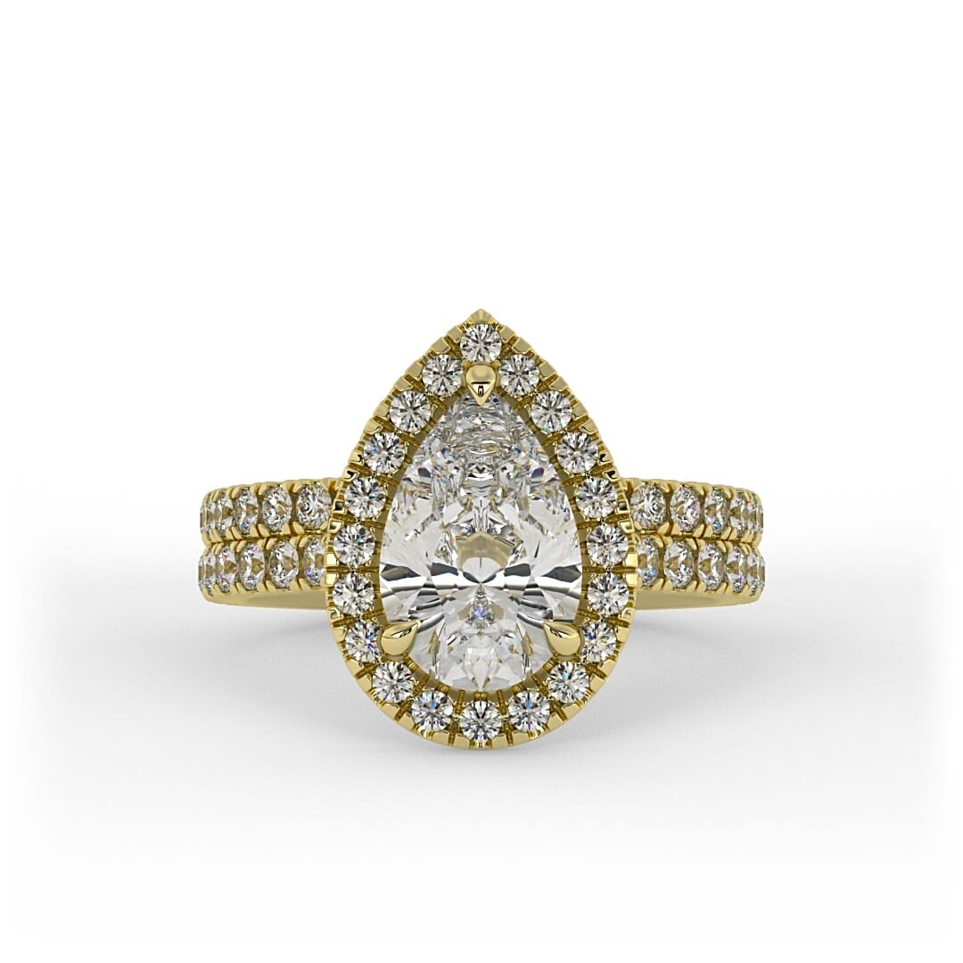 Nora Double Band Pear Halo Set Lab Grown Engagement Ring