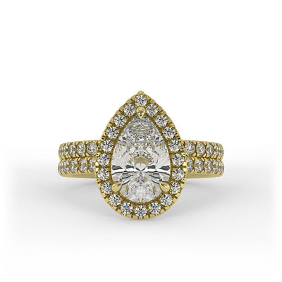Nora Double Band Pear Halo Set Lab Grown Engagement Ring