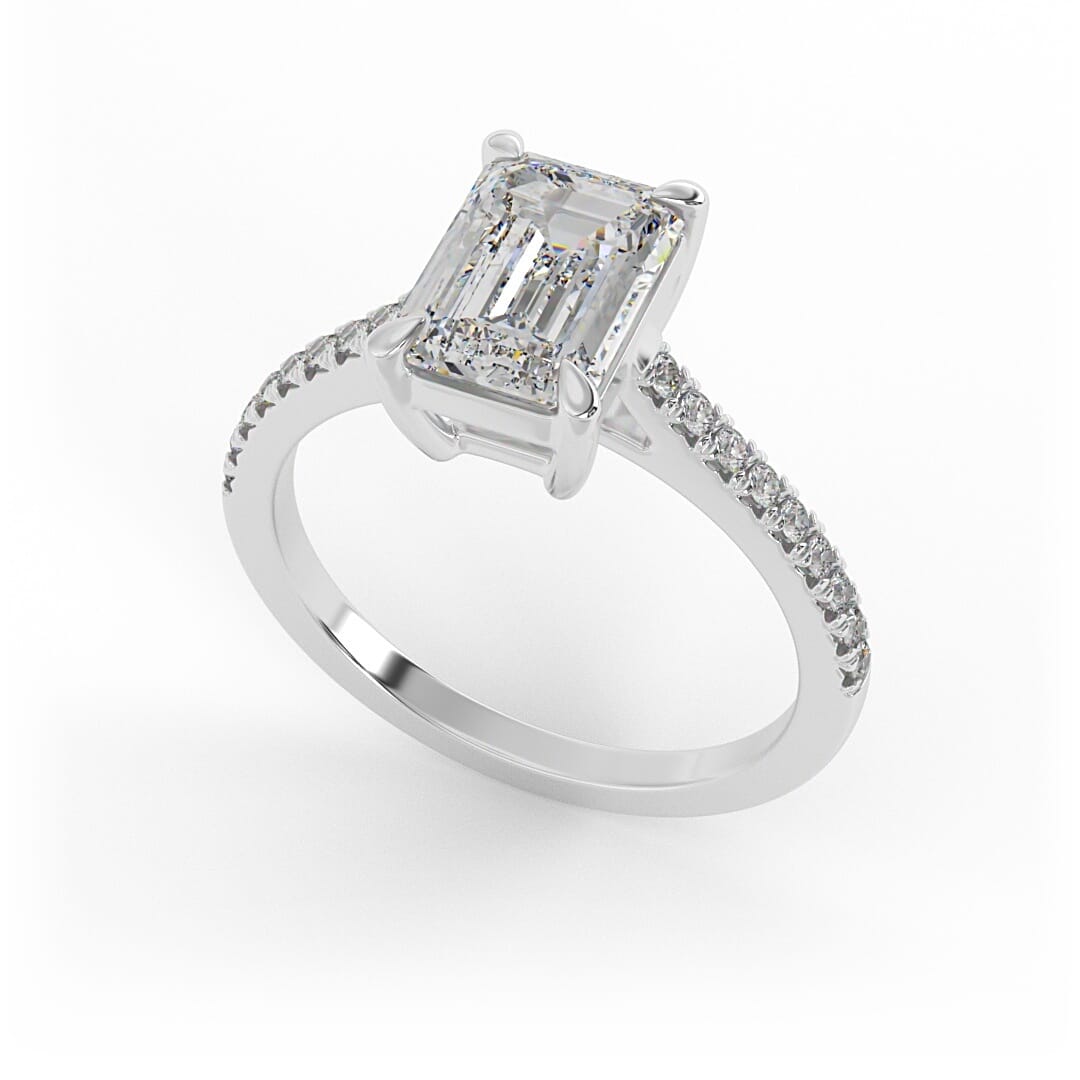 Ophelia Emerald Pave Set Lab Grown Engagement Ring