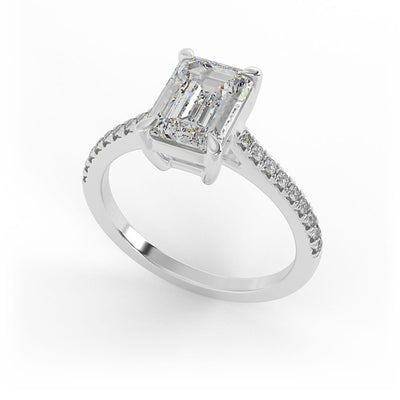 Ophelia Emerald Pave Set Lab Grown Engagement Ring