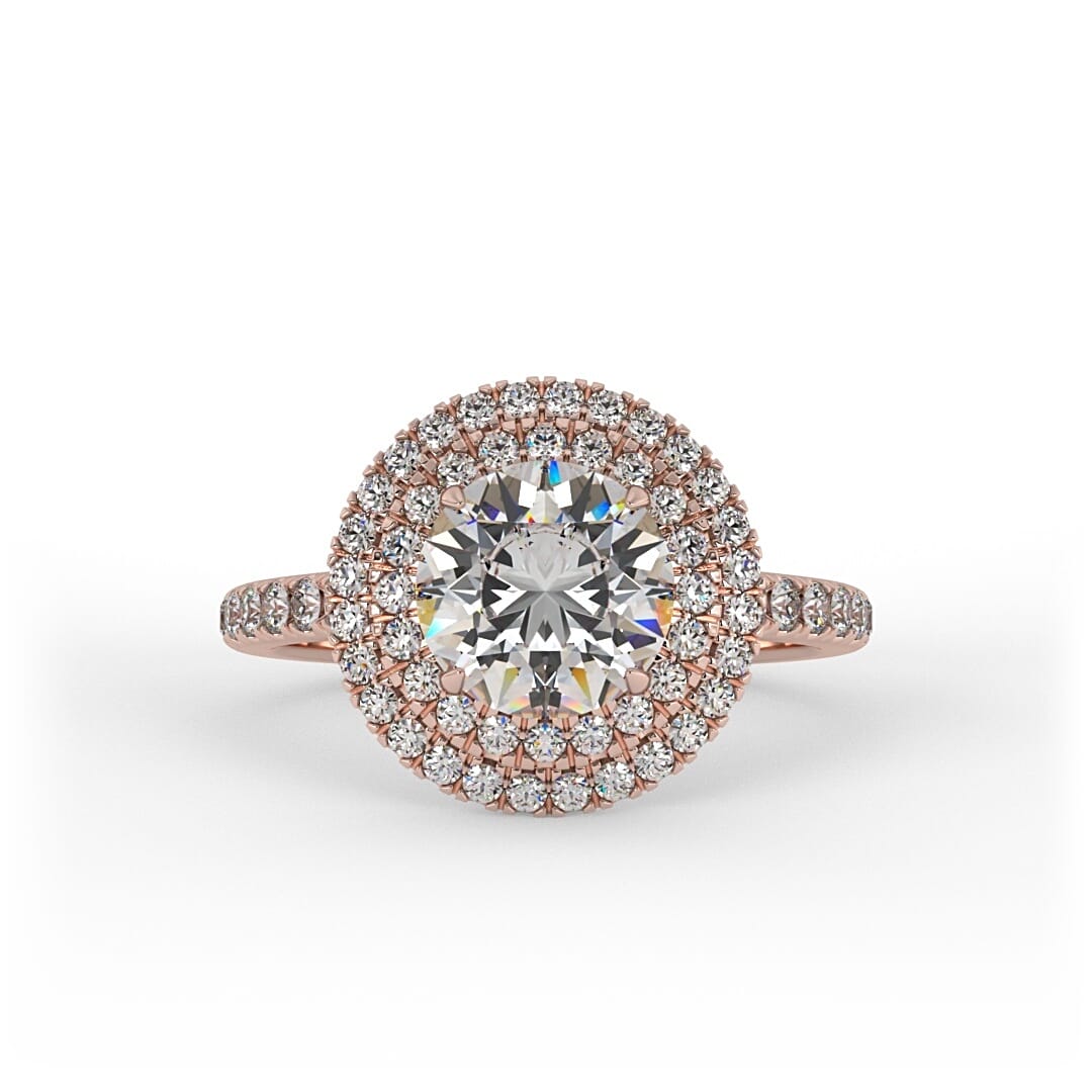 Ruby Brilliant Round Double Halo Set Lab Grown Engagement Ring
