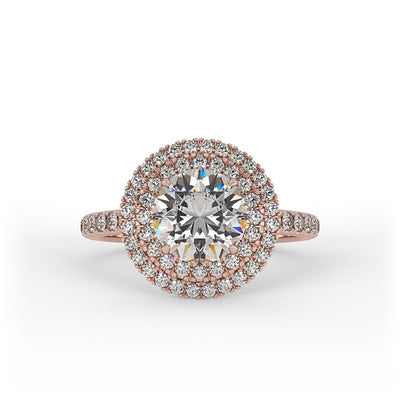 Ruby Brilliant Round Double Halo Set Lab Grown Engagement Ring