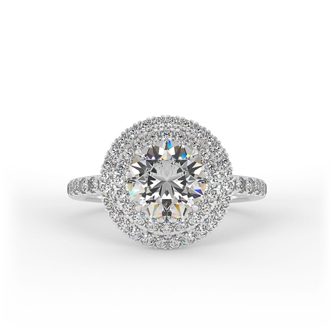 Ruby Brilliant Round Double Halo Set Lab Grown Engagement Ring