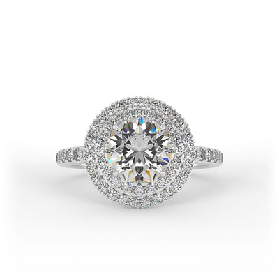 Ruby Brilliant Round Double Halo Set Lab Grown Engagement Ring