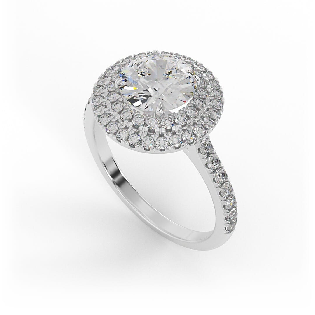 Ruby Brilliant Round Double Halo Set Lab Grown Engagement Ring
