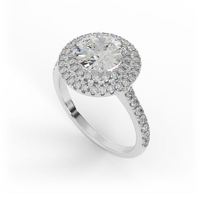 Ruby Brilliant Round Double Halo Set Lab Grown Engagement Ring