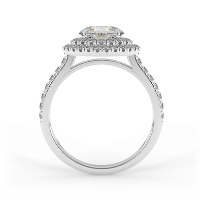 Ruby Brilliant Round Double Halo Set Lab Grown Engagement Ring