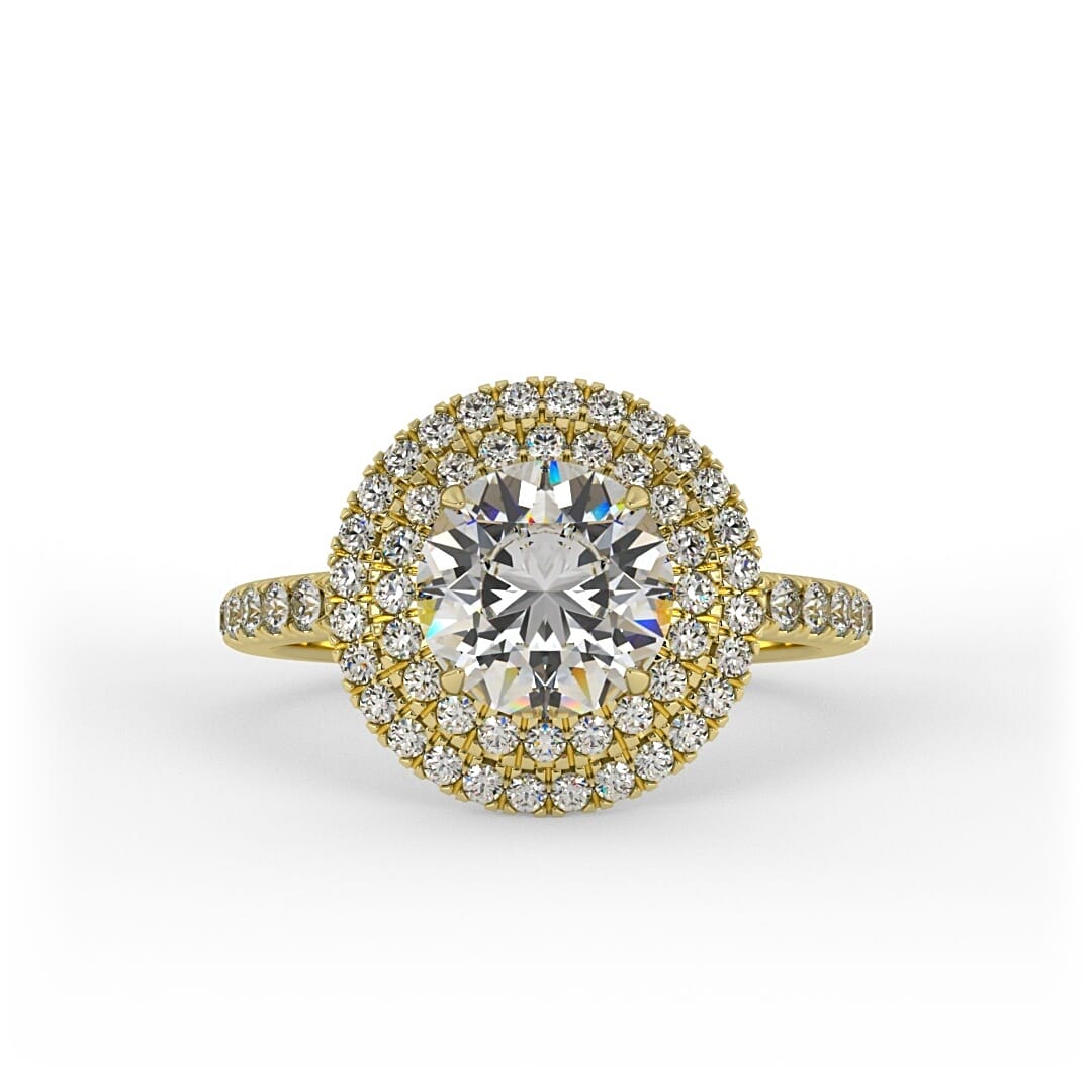 Ruby Brilliant Round Double Halo Set Lab Grown Engagement Ring