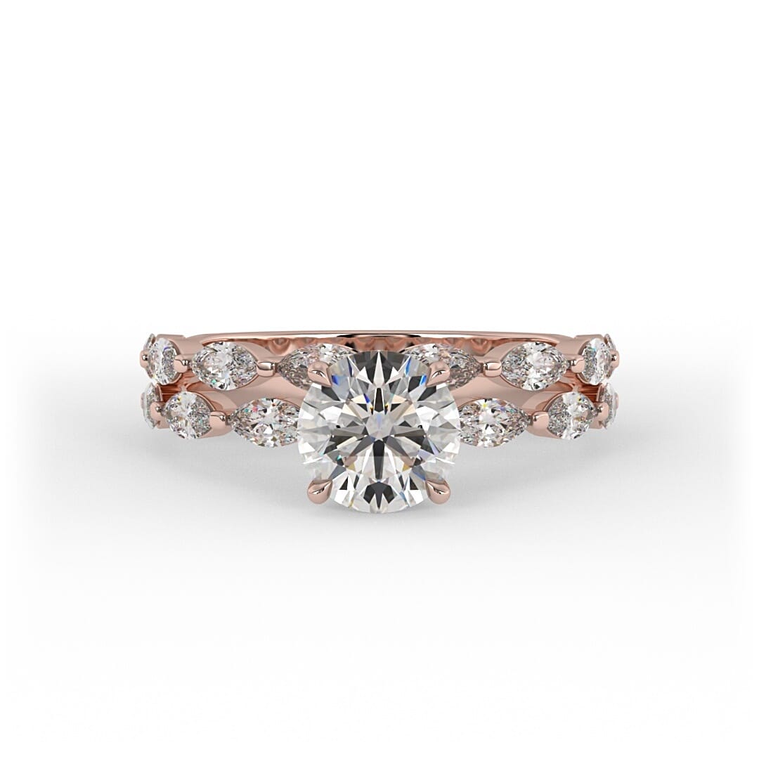 Scarlett Brilliant Round Double Band Prong Set Engagement Ring