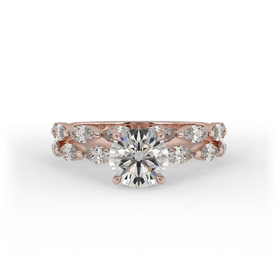 Scarlett Brilliant Round Double Band Prong Set Engagement Ring