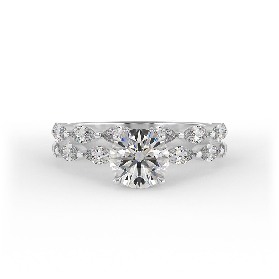 Scarlett Brilliant Round Double Band Prong Set Engagement Ring