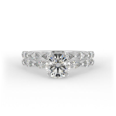 Scarlett Brilliant Round Double Band Prong Set Engagement Ring